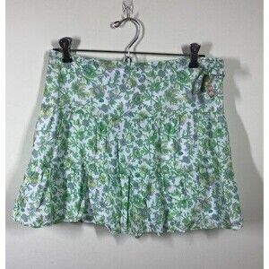Vtg Y2K Hype Mini Tiered Skirt Womens Sz 12 Green White Purple Floral Fairycore